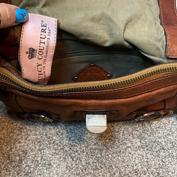 Juicy Couture Leather Handbag Thick Silver Chain Strap - Picture 7 of 15